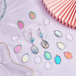 30Pcs Ion Plating(IP) 304 Stainless Steel Pendant Cabochon Settings&nbsp;STAS-UN0049-14