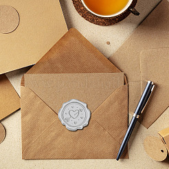 粘着ワックスシーリングステッカー  封筒シール装飾  クラフトスクラップブックDIYギフト用  シルバーカラー  ハート  30mm  50個/箱&nbsp;DIY-CP0009-53A-16
