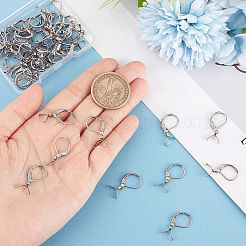 304ステンレススチール製フレンチフックピアス金具、ペンダントベイル付き50個  ステンレス鋼色  23.5x12x2.5mm  ピン：0.8mmと0.6mm&nbsp;STAS-BBC0001-52P