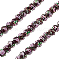 1 Strand Handmade Lampwork Inner Flower Rondelle Beads Strands&nbsp;LAMP-TA0002-72B