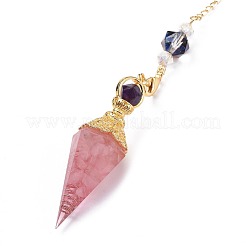 Resin Hexagonal Pointed Dowsing Pendulums(Brass Finding and Gemstone Inside)&nbsp;G-L521-A13