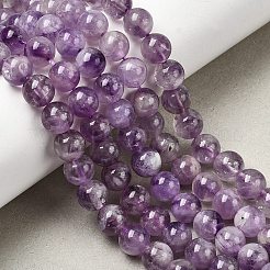 天然ラベンダーアメジストラウンドビーズ連売り  8mm  穴：1mm  約47個/連  15.43インチ（39.2cm）&nbsp;G-O134-08-8mm-01