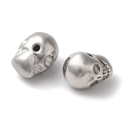 変色しない304ステンレススチールビーズ  スカル  ステンレス鋼色  8x6x6mm  穴：1mm&nbsp;STAS-I305-155P