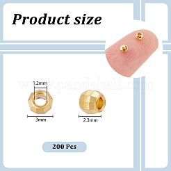 真鍮製スペーサービーズ200個  多面カット  バレル  18KGP本金メッキ  3x2.3mm  穴：1.2mm&nbsp;KK-UN0003-24