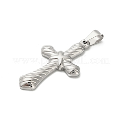 304ステンレスペンダント  クロスチャーム  ステンレス鋼色  45x25.5x4mm  穴：9x4.5mm&nbsp;STAS-Q343-15P