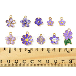 50個10スタイルアロイエナメルペンダント  花  ライラック  12.5~24.5x10~16x1.5~3mm  穴：1.2~2mm  5個/スタイル&nbsp;FIND-FS0003-17