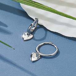 1Pair Sterling Silver Heart Hoop Earrings&nbsp;EJEW-LP0001-27