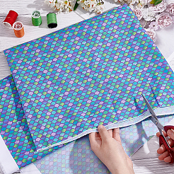 魚鱗模様のポリエステル綿生地  DIYバッグ布アクセサリー用  モーブ  1482x1000x0.2mm&nbsp;DIY-WH0430-114E