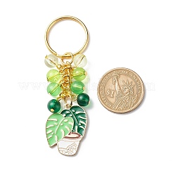 4Pcs Cactus/Leaf Potting Alloy Enamel Pendant Keychain&nbsp;KEYC-JKC00412-01