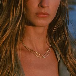 ツートンカラーの304ステンレススチール製スネークチェーンネックレス（女性用）  ゴールデン·ステンレス鋼色  15.75インチ（40cm）&nbsp;SN1859