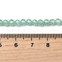 立方晶ジルコニアビーズ連売り  多面カット  ラウンド  アクアマリン  4mm  穴：0.8mm  約91個/連  14.3インチ（36.5cm）&nbsp;G-G792-47-15C