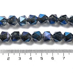 電気メッキガラスビーズセット  フル虹メッキ  ポリゴン  プルシアンブルー  9x9x9mm  穴：1.4mm  約60個/連  22.44''（57センチメートル）&nbsp;EGLA-P057-01A-FR02