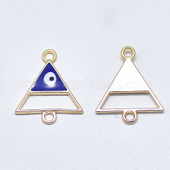 合金エナメルリンクコネクター  ナザールボンジュウ付き三角形  ライトゴールド  ブルー  21x17x1.5mm  穴：1.8mm&nbsp;LS-ENAM-S117-02
