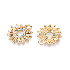 合金ラインストーンペンダント  花  鉛フリー＆カドミウムフリー  ライトゴールド  21x19x2mm  穴：2mm&nbsp;FIND-N008-22KCG