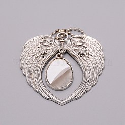 合金ペンダントデコレーションカボションカット  ハート  プラチナ  140mm&nbsp;AJEW-WH0251-45