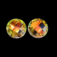 ガラスチャーム  フラットラウンドのチャーム  ABカラー  多面カット  クリアAB  18x7mm  穴：1.2mm&nbsp;GLAA-I057-25A