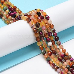 天然石瑪瑙ビーズ連売り  多面カットラウンド  染め＆加熱  オレンジ  4~4.2x4~4.1mm  穴：0.8mm  約89~93個/連  14.37''（36.5センチメートル）&nbsp;G-Q1000-01C