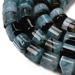 天然石瑪瑙ビーズ連売り  染め＆加熱  ドラム  シアン  14~14.5x13.5~14.5mm  穴：1~1.2mm  約28個/連  15.55