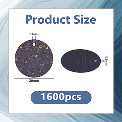 PVCプラスチックスパンコールペンダント1600個  装飾アクセサリー  フラットラウンド  ブラック  20x0.3mm  穴：1.4mm&nbsp;PVC-DC0001-03