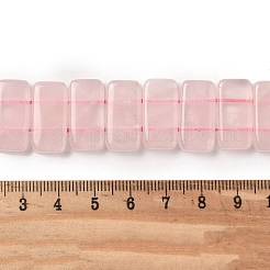天然石ローズクォーツビーズ連売り  長方形  2穴  20x10~10.5x5.5mm  穴：1.4mm  約20個/連  8.07インチ（20.5cm）&nbsp;G-L619-A01-20x10mm