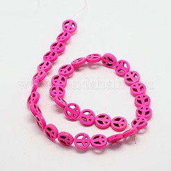 Dyed Synthetical Turquoise Peaceb Sign Bead Strand&nbsp;G-P083-15mm-90