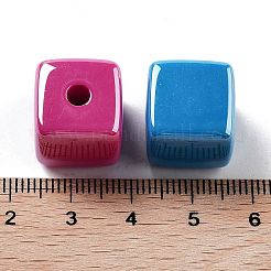 不透明なアクリルビーズ  キューブ  ミックスカラー  14.5x14.5x14.5mm  穴：3.8mm&nbsp;X-OACR-Z017-07B