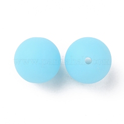 明るい丸い食品グレードのシリコーンビーズ  ディープスカイブルー  15x14.5mm  穴：2mm&nbsp;SIL-TAC0007-04C
