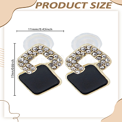 合金ラインストーンスタッドピアス1組  エナメル  菱形  ゴールドカラー  17x11mm&nbsp;EJEW-LP0008-016
