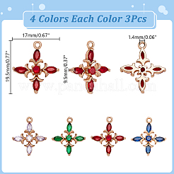 12Pcs 4 Colors Brass Micro Pave Cubic Zirconia Pendants&nbsp;KK-AR0001-86