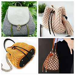 Diypuレザー編みかぎ針編みバッグ  ボトムとショルダーストラップ付き  DIYクラフトショルダーバッグアクセサリー用  シエナ&nbsp;DIY-WH0164-69