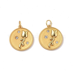 Brass Micro Pave Clear Cubic Zirconia Pendants&nbsp;KK-E068-VF345