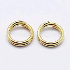 スターリングシルバーのスプリット丸カン 925 個  ダブルループ丸カン  丸い輪  ゴールドカラー  8x1.5mm  内径：7mm&nbsp;STER-F036-01G-0.6x8mm