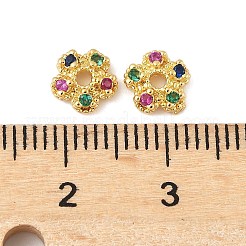 Brass Micro Pave Colorful Cubic Zirconia Bead Caps&nbsp;KK-V015-07G-01