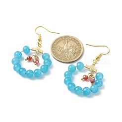 Imitation Jade Glass Beaded Ring Dangle Earrings&nbsp;EJEW-JE05568-01