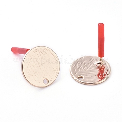 合金スタッドピアスパーツ  鉄のピン付き  フラットラウンド  ゴールドカラー  15x1.5mm  ピン：0.6mm&nbsp;EJEW-CJC0001-05