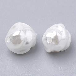 環境に優しいプラスチック模造真珠ビーズ  高い光沢  グレードA  ホワイト  10x10x8.5mm  穴：1.4mm&nbsp;X-MACR-T013-03