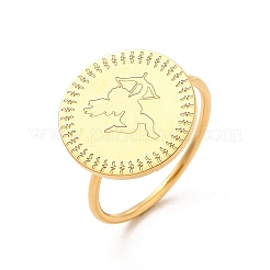 女性用304ステンレススチール指輪  フラットラウンド  キューピッド模様  1mm  内径：usサイズ6（16.5mm）  フラットラウンド：15mm&nbsp;STAS-K248-01A