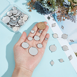 64Pcs 8 Styles 304 Stainless Steel Cabochon Connector Settings&nbsp;STAS-HY0001-86P