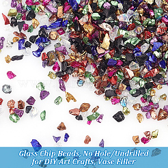 ガラスチップビーズ  穴なし/ドリルなし  DIYドールハウス風景用  花瓶フィラー  ミックスカラー  1~4x1~3mm  6色/バッグ  約30 G /袋  5袋/セット&nbsp;MRMJ-OC0003-17