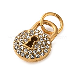 304ステンレススチールラインストーンペンダント  ロックチャーム  ゴールドカラー  ゴールドカラー  15x10.5x4mm  穴：5mm&nbsp;RB-CBA324D-01G-06