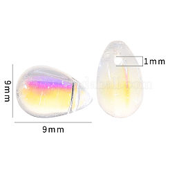 20個の透明スプレー塗装ガラスチャーム  ABカラーメッキ  ティアドロップ  ライトグレー  9x6x6mm  穴：1mm&nbsp;GLAA-YW0001-03A