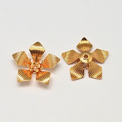 5  - 花弁の花の真鍮ビーズキャップ  カドミウムフリー＆ニッケルフリー＆鉛フリー  18KGP本金メッキ  17x4.5mm  穴：1mm&nbsp;KK-L137-07G-NR