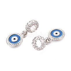 合金エナメルヨーロピアンダングルチャーム  青いナザールボンジュウの大きな穴のペンダント  プラチナ  22~23mm  ナザールボンジュウ：13x10x2mm  穴：5mm&nbsp;FIND-Q121-05P