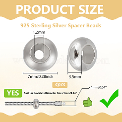 4Pcs 925 Sterling Silver Spacer Beads&nbsp;STER-BC0003-50P