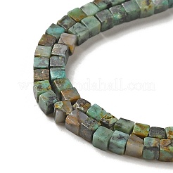 天然アフリカンターコイズ（ジャスパー）ビーズ連売り  キューブ  2~2.5x2.5~3.5x2.5~3mm  穴：0.4mm  約157~165個/連  14.96~15.75''（38~40センチメートル）&nbsp;G-B064-A13