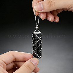 2Pcs 2 Styles 667 Stainless Steel Lipstick Macrame Pouch Holder Pendant Decorations&nbsp;HJEW-CP0001-48