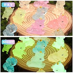 24個 6スタイル 蓄光樹脂 3D ユニコーンフィギュア  ホームデスクトップ装飾用  暗闇で光る  ミックスカラー  27~36x18~26x31~40mm  4個/スタイル&nbsp;DJEW-SZ0001-15