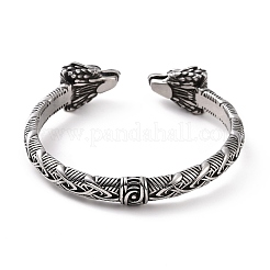 304 Stainless Steel Bird Open Cuff Bangle for Men Women&nbsp;BJEW-M230-03AS