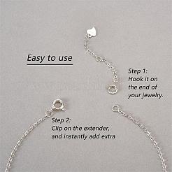 4 Pieces Extension Chain with Spring Clasp Sterling Silver Extender Chains Necklace Bracelet Anklet Removable Chain Extenders Charms for DIY Jewelry Making Accessories&nbsp;JX625A