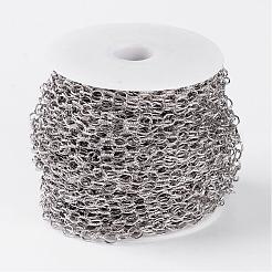 アイアン製アズキチェーン  テクスチャ  溶接されていない  スプールで  フラットオーバル  プラチナ  8x6x1mm  約164.04フィート（50m）/ロール&nbsp;CH-R034-P